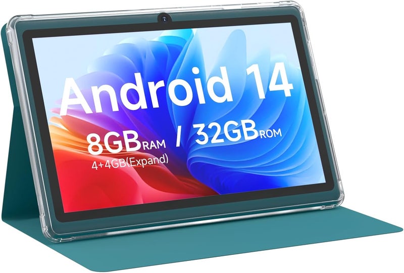 Aheadlink Android 14 Tablet 7 inch Tablets with Case, 8GB RAM 32GB ROM 1TB Expand, Quad-Core Processor Tablet PC, 1024 x 600 IPS Screen, Dual Camera, 3000mAh Battery, Bluetooth, WiFi, GMS, Widevine L1, Navy - Image 1